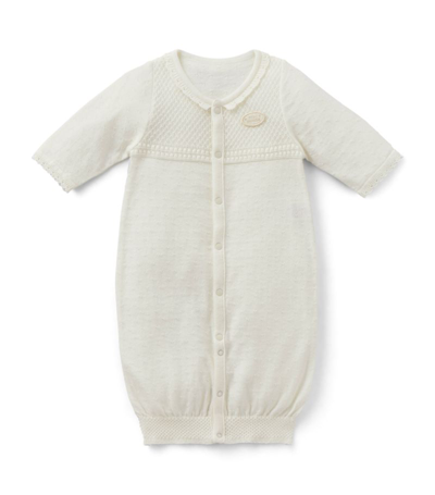 Miki House Cotton-silk Playsuit (6-12 Months) In Ivory