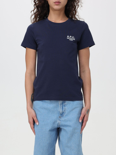 APC T-SHIRT A. P.C. WOMAN COLOR BLUE,403115009