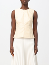 Proenza Schouler Anoushka Ruched Linen-blend Top In Grey