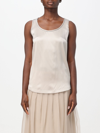 Brunello Cucinelli Sleeveless Round Neck Top In Stretch Silk In Grey