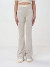 Palm Angels Monogram Jacquard Knit Trousers In Beige