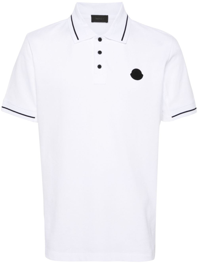 Moncler Logo Patch Polo Shirt In White