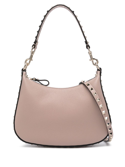 Valentino Garavani Rockstud Small Leather Hobo Bag In Pink