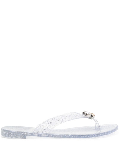 Casadei Jelly-sandalen Mit Kristallen In Silver