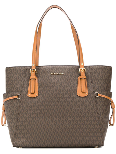 Michael Michael Kors Signature Voyager East West Tote In Brown