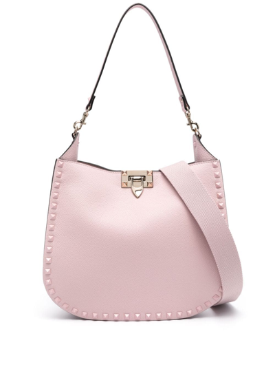 Valentino Garavani Rockstud Leather Hobo Bag In Pink