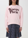 Kenzo Crew Neck Verdy Sweatshirt With Flocked Logo In Pink