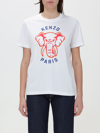 Kenzo Elephant-print Cotton T-shirt In Off White