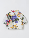Dolce & Gabbana Garden Print Poplin Crop Shirt In White