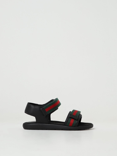 Gucci Boys Black Kids Gauffrette Leather Sandals 5-8 Years