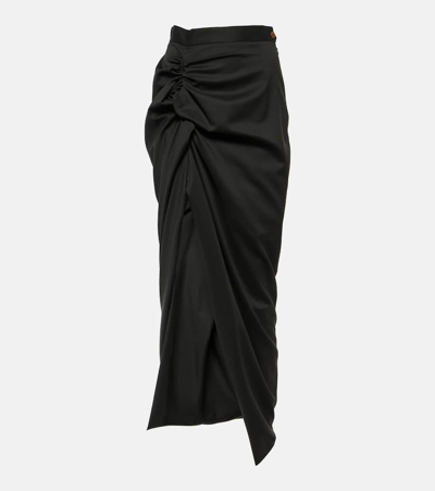 Vivienne Westwood Long Side Panther Virgin Wool Skirt In Black