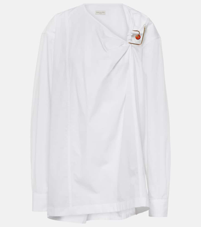 Dries Van Noten Embellished Cotton Poplin Blouse In White