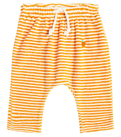 Bobo Choses Babies' 条纹毛巾布运动裤 In Orange