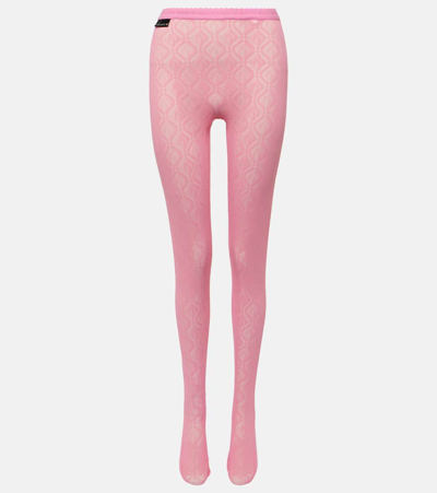 Marine Serre Leggings Moon Diamant Aus Mesh In Pink