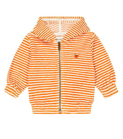 Bobo Choses Baby Striped Terry Hoodie In Orange