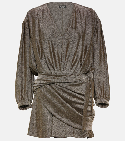 Balenciaga Draped Glittered Mini Dress In Black