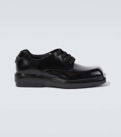 Prada Leather Oxford Shoes In Black