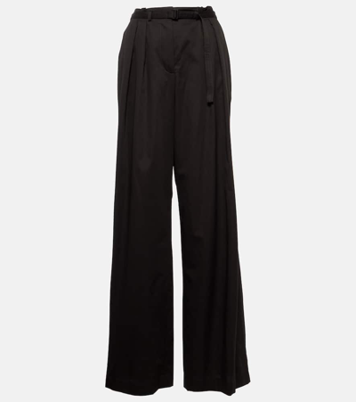 Joseph Tunis High-rise Cotton Wide-leg Pants In Black