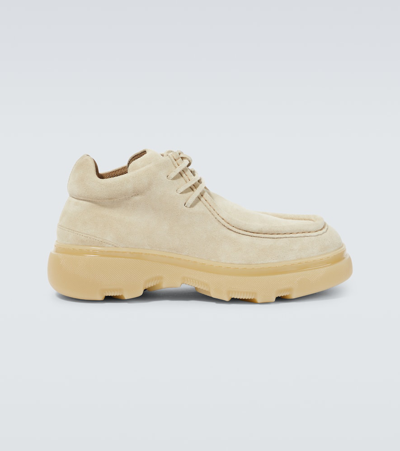 Burberry Suede Creeper Mid Shoes In Cream