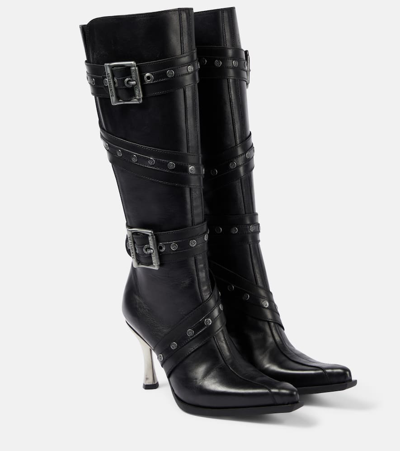 Vetements Belt Leather Knee-high Boots In Black