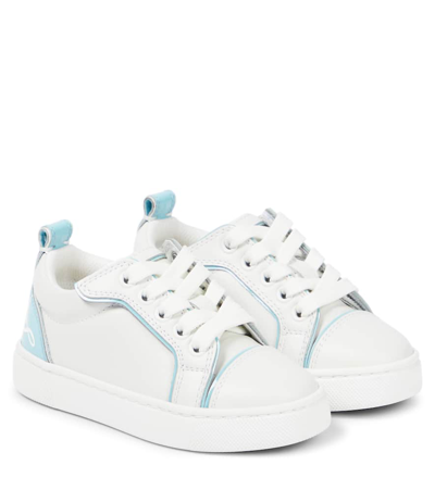 Christian Louboutin Kids' Funnyto Leather Trainers In Bianco/mineral