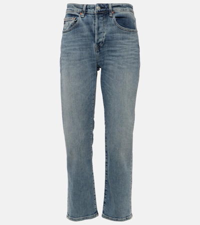 Ag American Low-rise Straight Jeans In Blue
