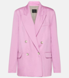 Joseph Jaden Double-breasted Wool-blend Twill Blazer In Pink