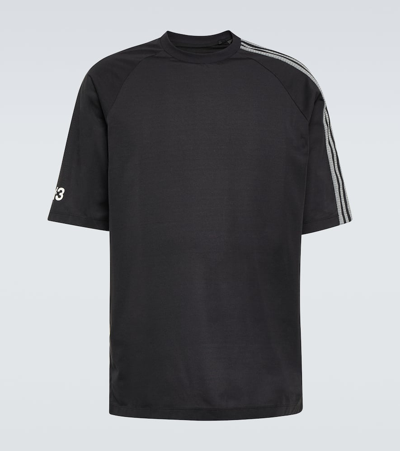 Y-3 3-stripes Cotton-blend Jersey T-shirt In Black