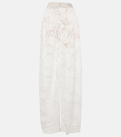 Oscar De La Renta High-rise Wide-leg Lace Pants In White