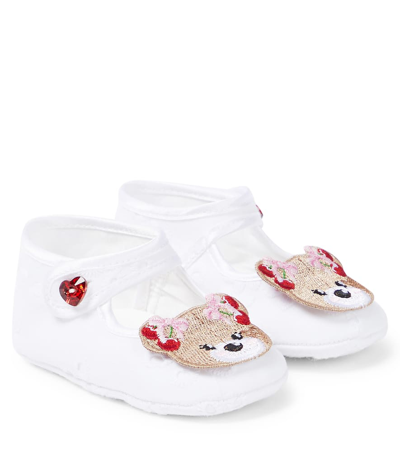 Monnalisa Baby Bear-embellished Ballet Flats In Multicoloured