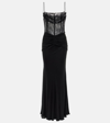 Alessandra Rich Lace-trim Maxi Dress In Black