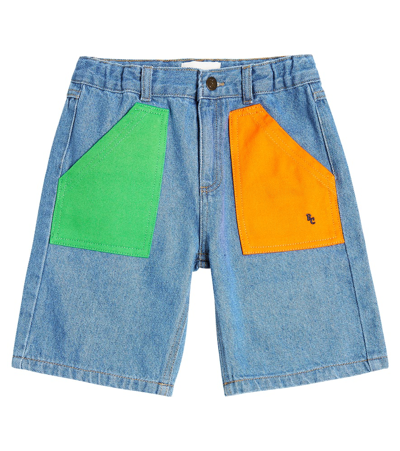 Bobo Choses Kids' Colorblocked Denim Shorts In Prussian Blue