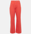 7 For All Mankind Tess High-rise Straight Jeans In Red