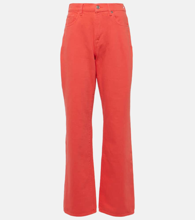 7 For All Mankind Tess High-rise Straight Jeans In Red
