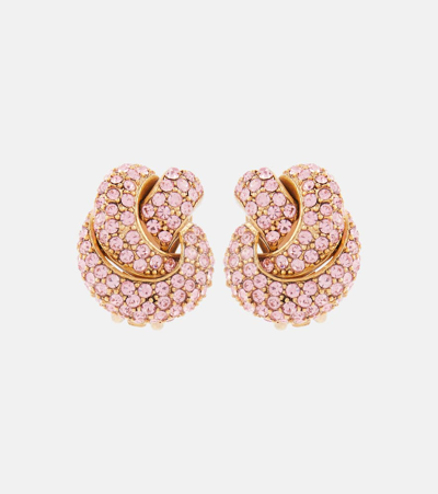 Oscar De La Renta Love Knot Embellished Clip-on Earrings In Pink