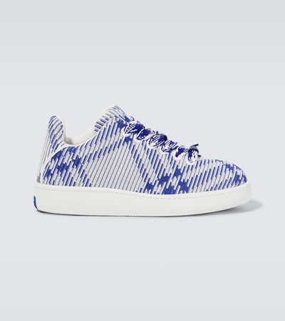 Burberry Check Sneakers In Blue