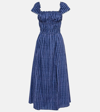 Altuzarra Ruched Cotton-blend Midi Dress In Blue