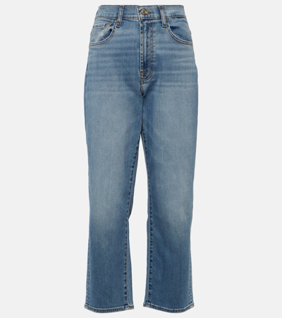 7 For All Mankind Modern High-rise Straight Jeans In Blue