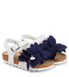 Monnalisa Glitter Leather-trimmed Sandals In Multicoloured