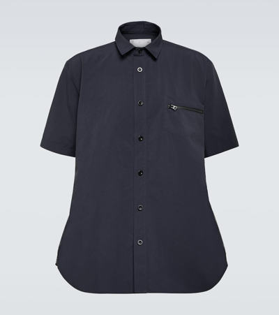 Sacai Taffeta Bowling Shirt In Blue