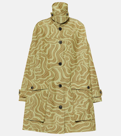 Dries Van Noten Reston Wave-print Single-breasted Oversized Coat In 206 Pale Yellow