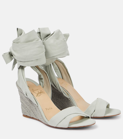 Christian Louboutin Melides Du Desert Ankle-tie Red Sole Sandals In Grey