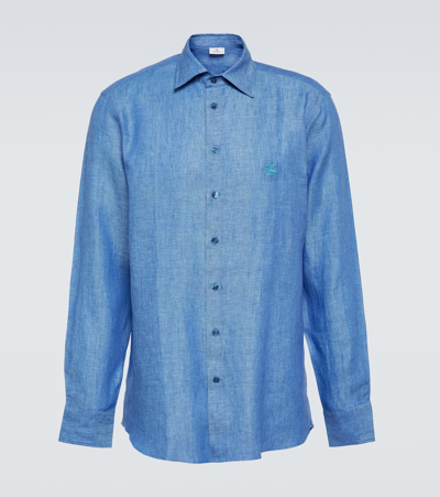 Etro Linen Shirt In Azzurro