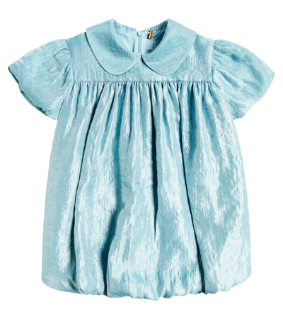Caroline Bosmans Kids' Glaze Ruffled Dress In Blue
