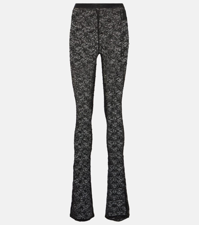 Alessandra Rich Embellished High-rise Flared Lace Trousers In Black