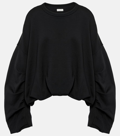 Dries Van Noten Hannett Draped Cotton Sweatshirt In Black