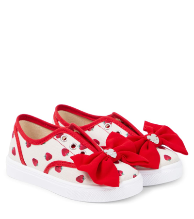 Monnalisa Kids' Bow-detail Printed Sneakers In Multicoloured