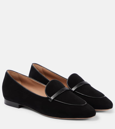 Malone Souliers Bruni Leather-trimmed Suede Loafers In Black