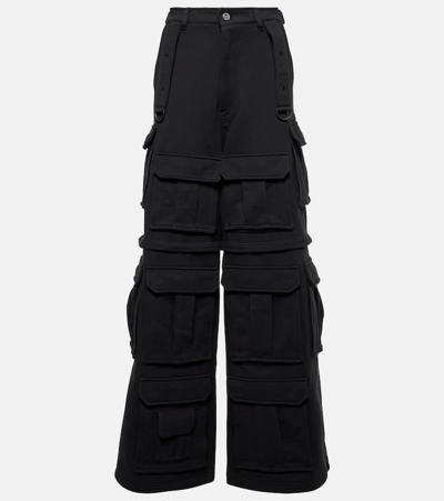 Vetements Wide-leg Cotton Cargo Jeans In Black