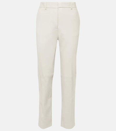 Joseph Coleman Cropped Leather Pants In Oyster White   